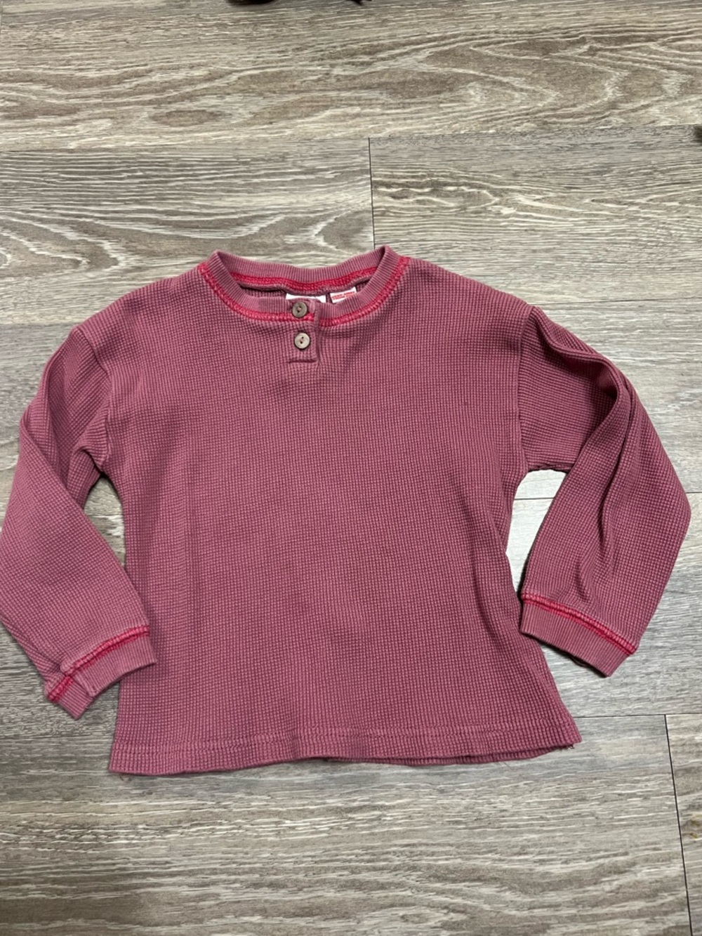 Zara Kids Waffle-knit Pink Henley Long Sleeve Shirt 3-4T Preowned